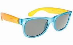 Blue Rayban frame with yellow temples Kids Sunglasses. Maple Grove Eye Doctors at Pearle Vision