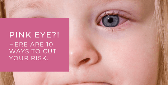 Little girl with pink eye that can be treated at Maple Grove Eye Doctors at Pearle Vision