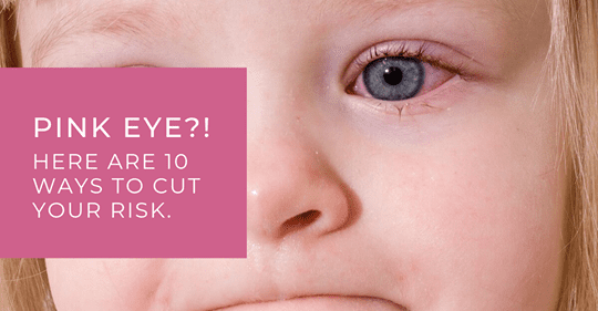 Little girl with pink eye that can be treated at Maple Grove Eye Doctors at Pearle Vision