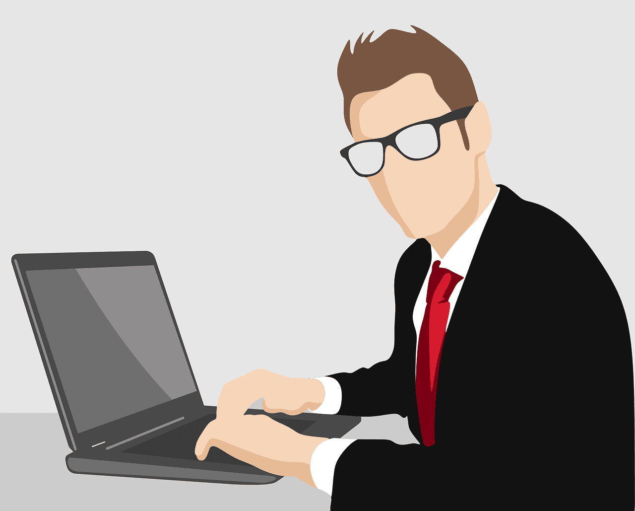 Silhouette of Man in suit wearing glasses sitting with laptop Maple Grove Eye Doctors at Pearle Vision
